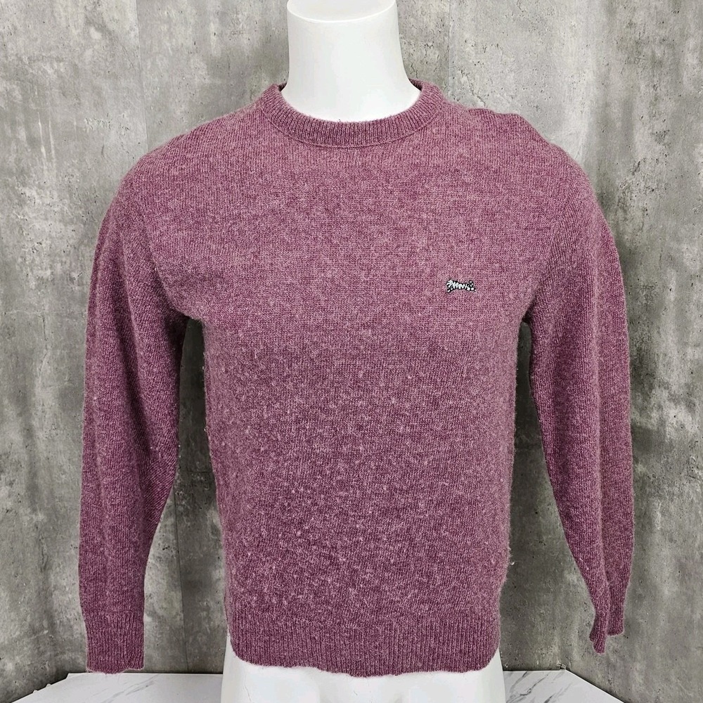 Vintage Le Tigre L Pullover‎ Knit Sweater Mauve Wool Blend Embroidered Tiger